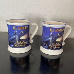 The Polar Express Coffee Mug Set Unisex OS Blue All Aboard Believe Ceramic 2pc